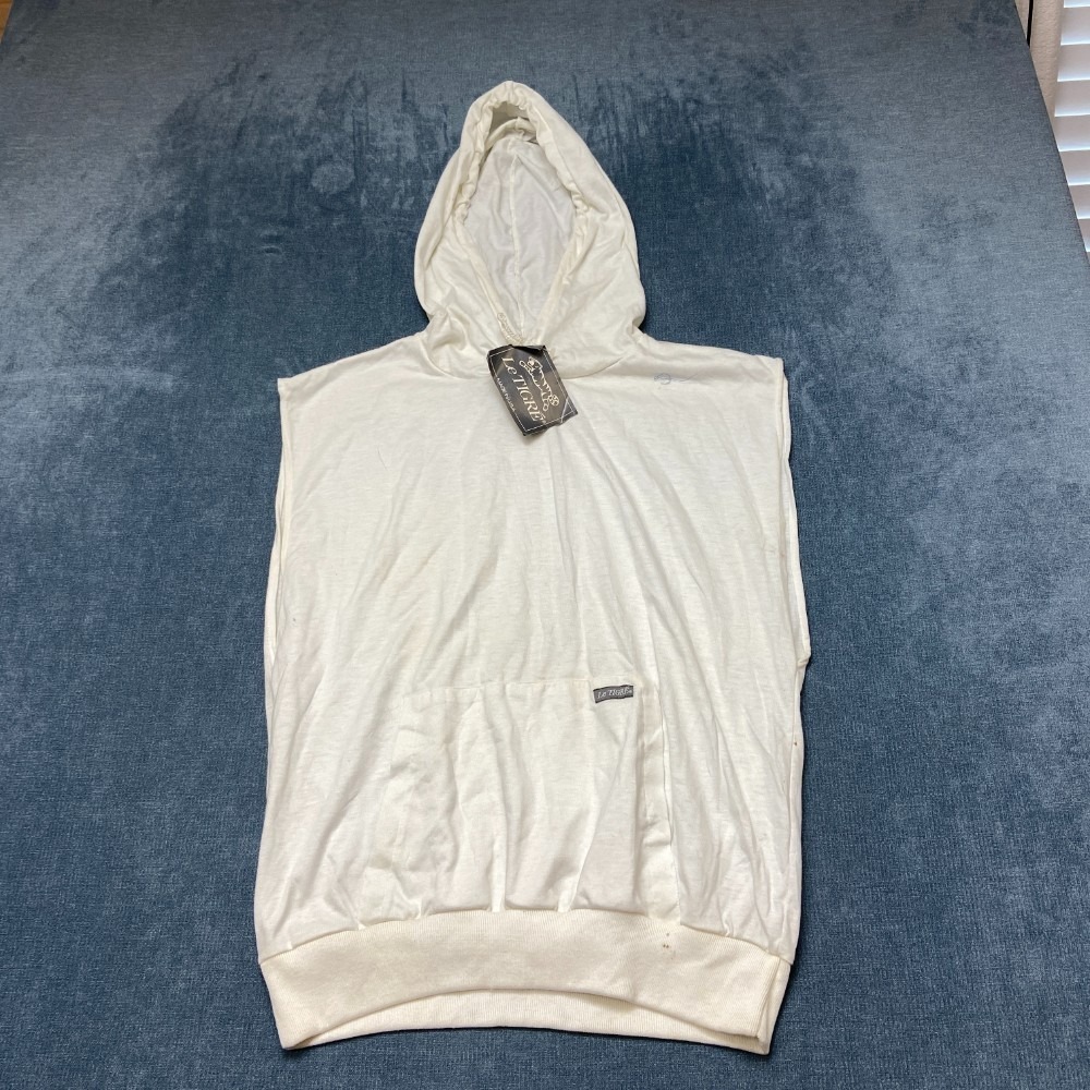 Le Tigre Sleeveless Hoodie Mens Large White Drawstring Running Performance